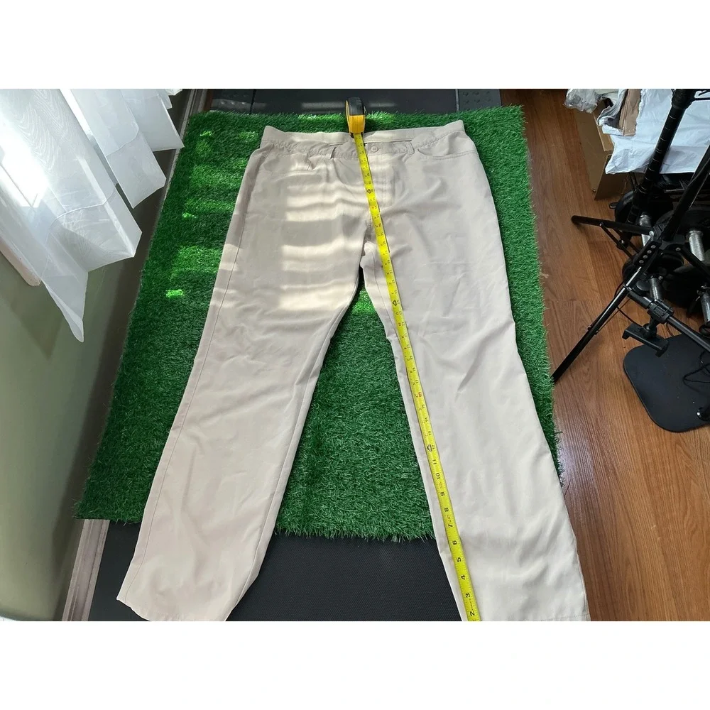 FootJoy Mens Khaki Performance Golf Pants Flat Front Straight Leg 38x32 Tan FJ